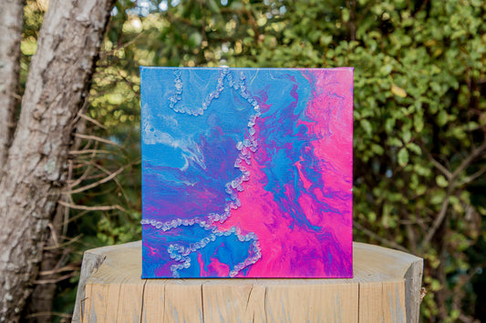 Pink + Blue Crystal Flow Art Canvas