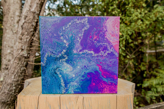 Pinky-Purple Blues Crystal Flow Art Canvas