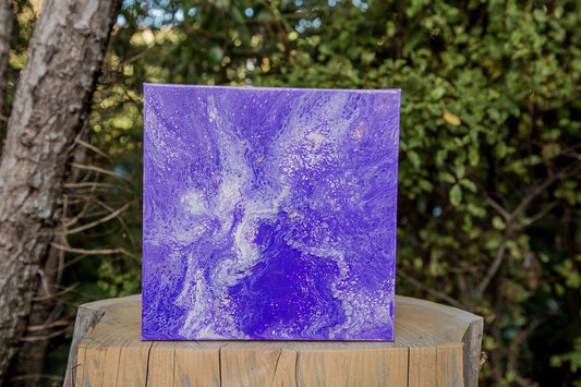 Purple + White Crystal Flow Art Canvas
